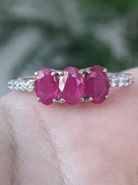10K White Gold Ruby Trilogy Ring